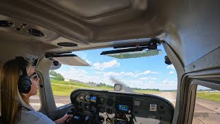 Aubrey Vance's first airplane solo at Sporty's Academy