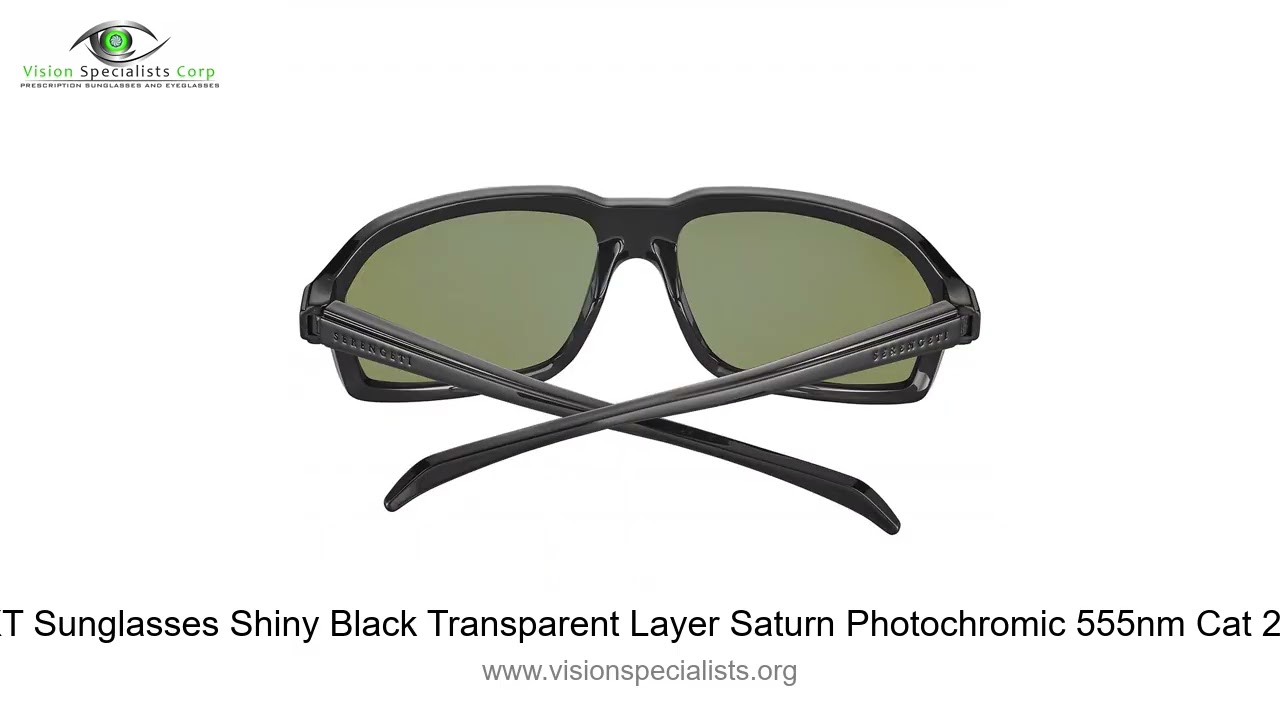 Serengeti HEXT Sunglasses Shiny Black Transparent Layer Saturn Photochromic 555nm Cat 2 to 3 B6 63mm