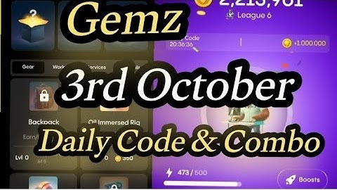 Gemz 3rd October Daily code & Combo | Gemz Daily Combo | GEMZ Daily code 3rd October