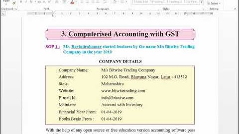Computerised accounting with GST SOP-1