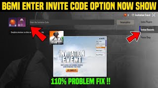 Bgmi Enter The Invitation Code Option Not Showing In Returner ID's | Bgmi Invitation Event 