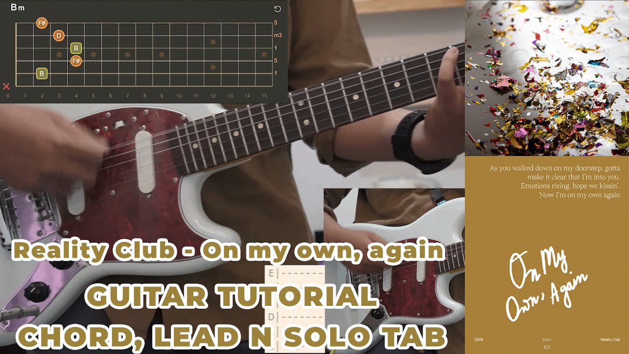 TUTORIAL Reality Club - On My Own, Again (Chord, Solo, Lead) Guitar TAB