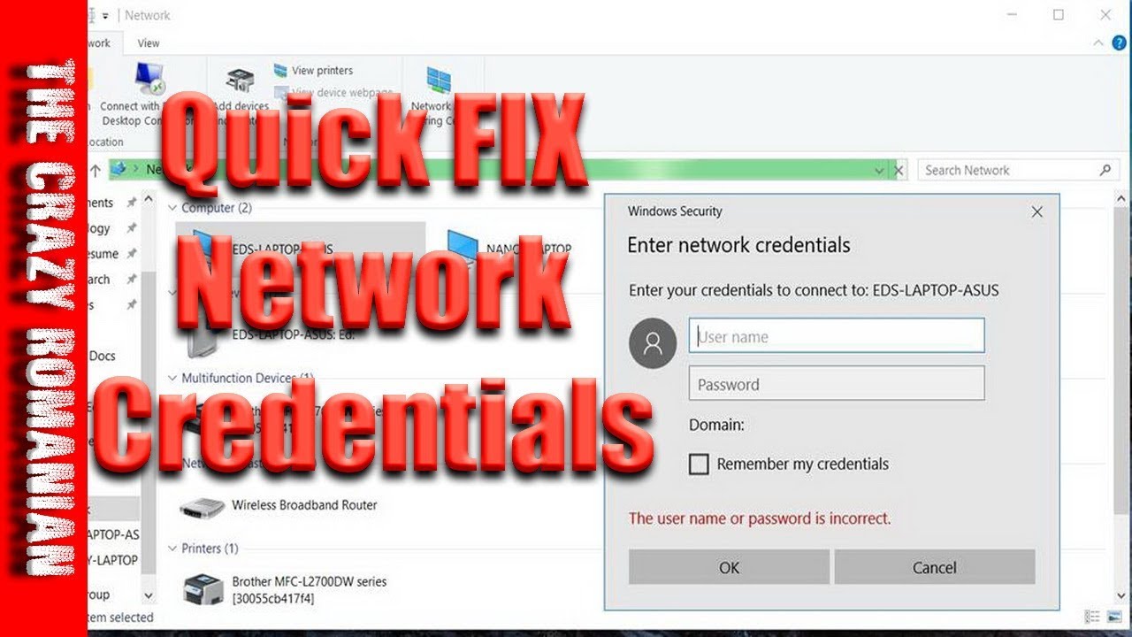 credentials คือ  Update  Windows Network Credentials Password  ERROR FIX