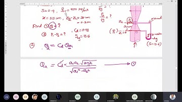 Vertical venturimeter problem. Calculate discharge. Vertical venturimeter fluid mechanics.