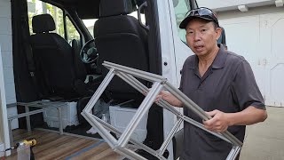 DIY SPRINTER VAN CONVERSION- Aluminum framing for the bench seat-bed idea#diy #vanbuild #sprinter