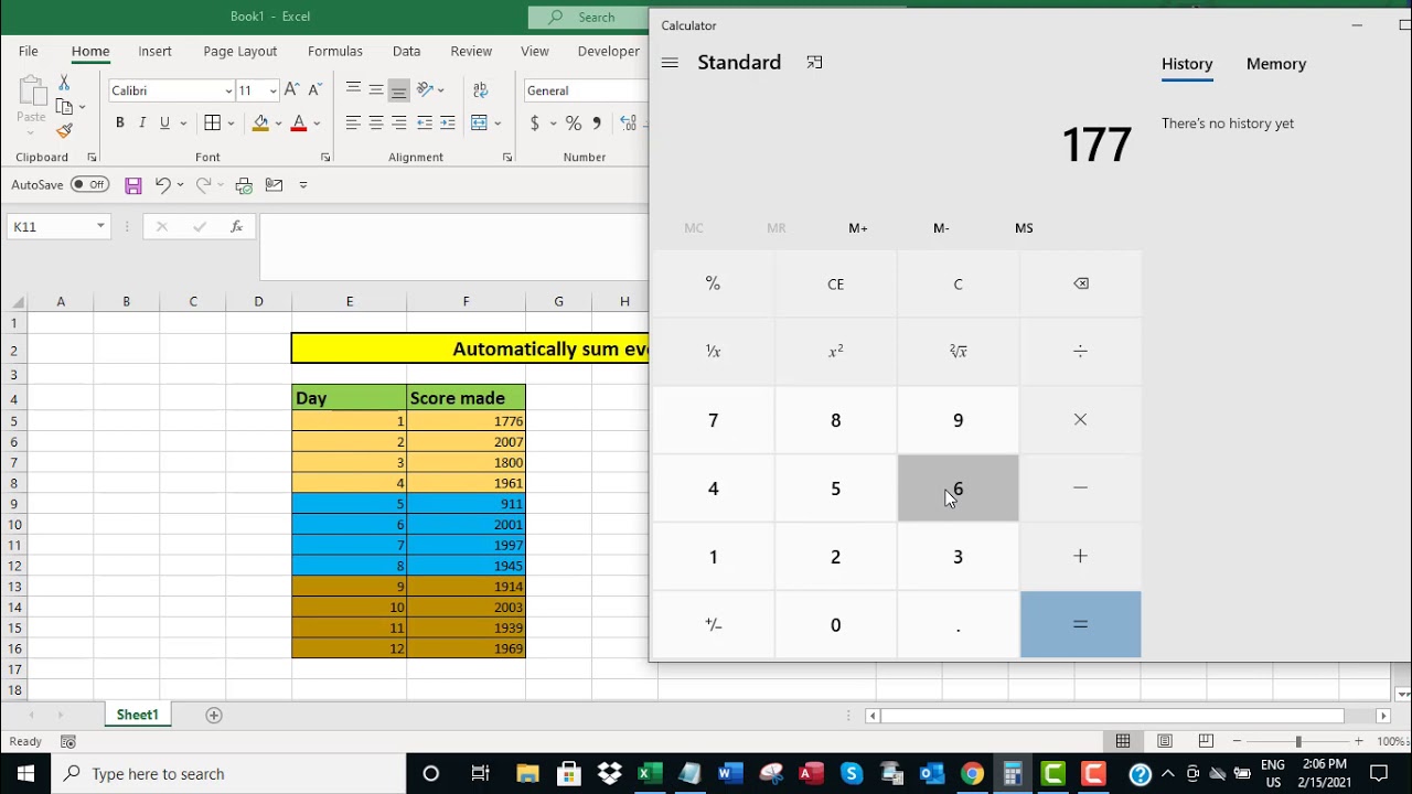 Excel Automatically Sum Every N Rows In A Column YouTube