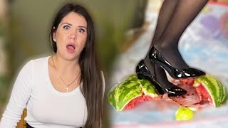 ASMR: Impaling Watermelon with High Heels