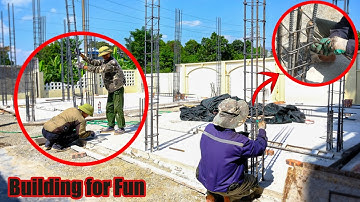 On-site today to review rebar tying and column reinforcement assembly | Building for Fun