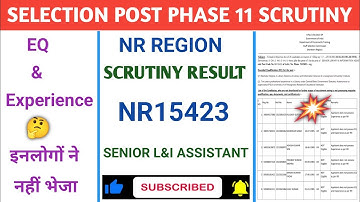 SSC Selection Post Phase 11 Scrutiny Result NR Region | NR15423 #mysscspace #phase11 #scrutinyresult