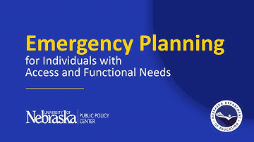 Emergency Planning for Individuals with Access and Functional Needs