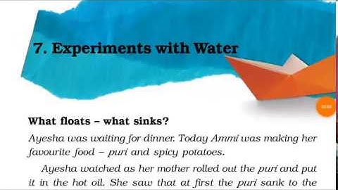 Class 5th EVS Experiments with water Chapter 7 full explanation हिंदी में