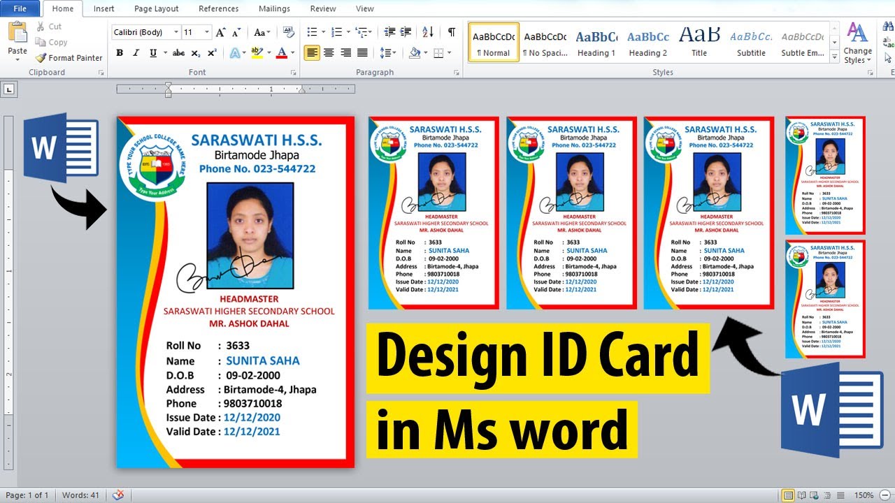 how-to-design-identity-card-in-ms-word-id-card-design-in-microsoft