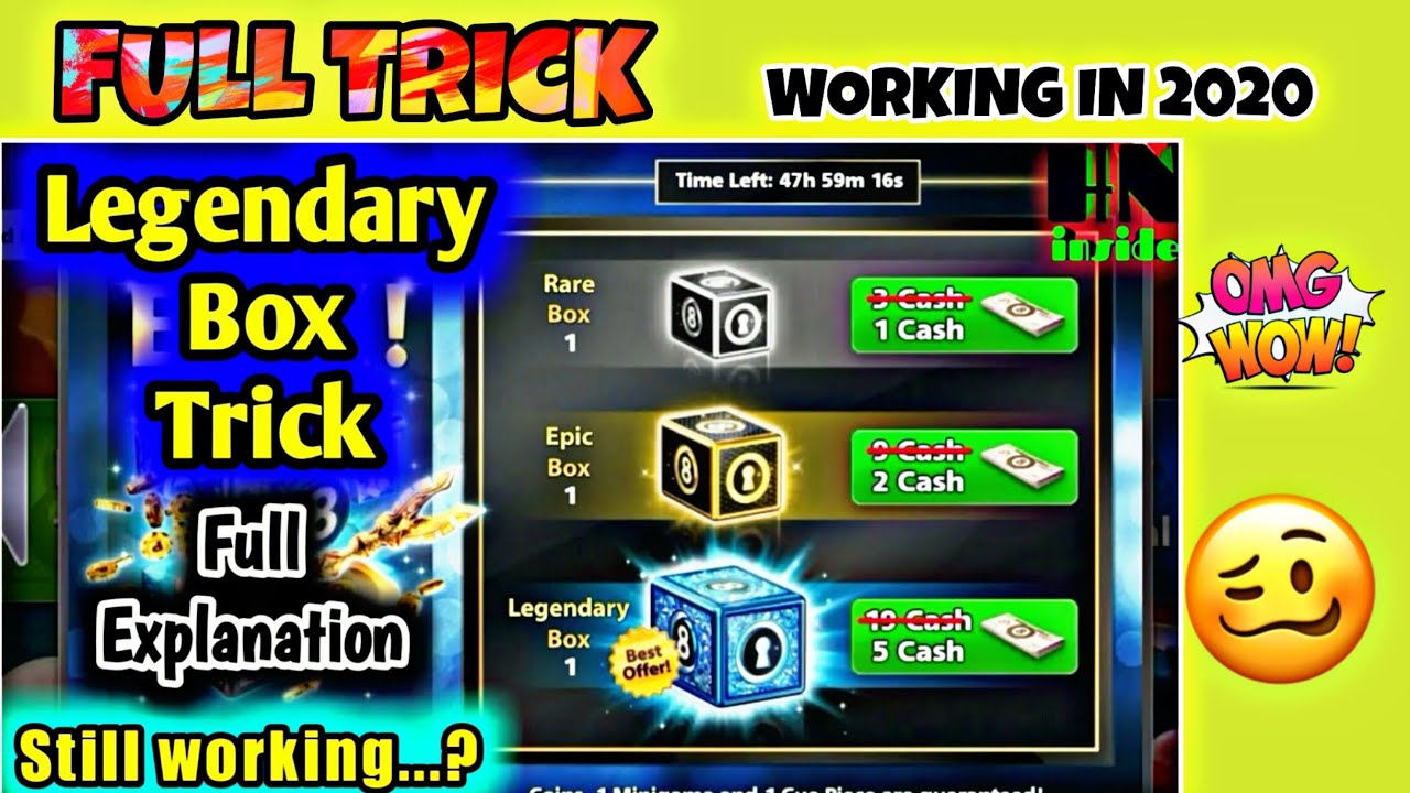 8 ball pool || 5 cash legendary box trick in 2020 || 100% working