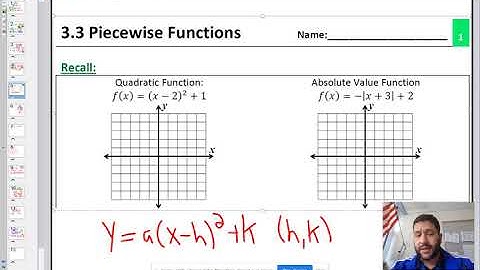 3.3 Piecewise Functions Quadratic and Absolute Value Review
