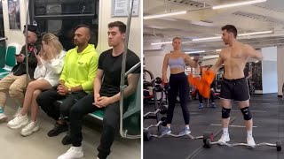 Fitness fun in the subway / Pranks from a bodybuilder