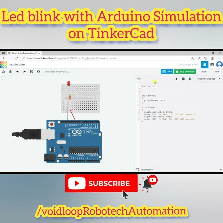 led blink with Arduino Simulation on TinkerCad #shorts #demo - YouTube
