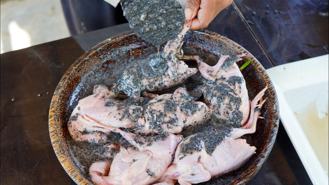 Fried Quail with Charcoal Eating So Delicious