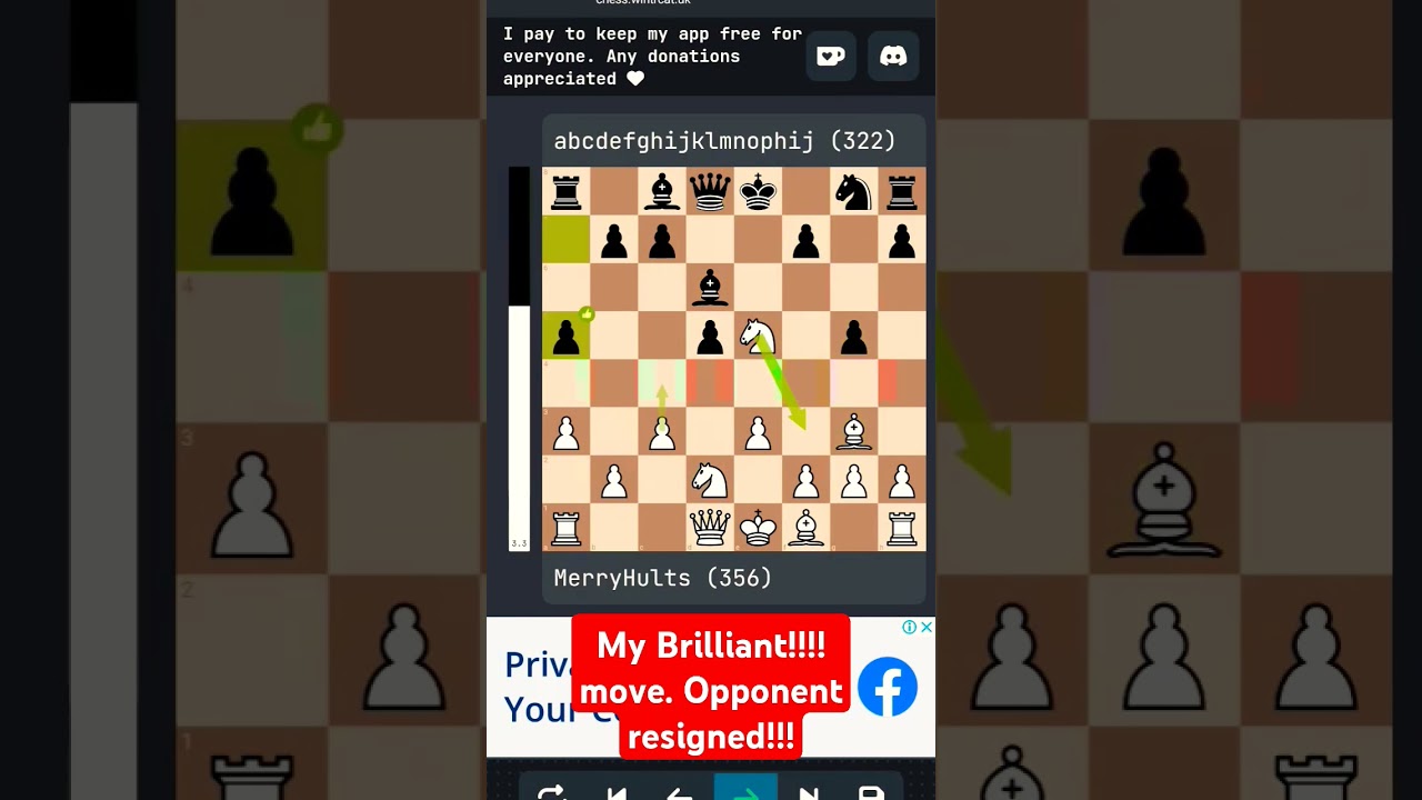 My best ever BRILLIANT move !!!! 🐎 Knight sac