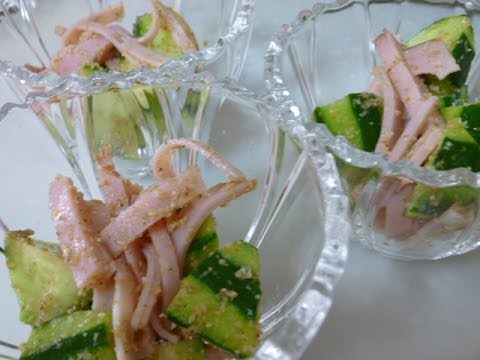 レシピ きゅうりとハムとすりごまの中華風サラダの作り方 How To Make A Salad Of Cucumber And Ham Youtube