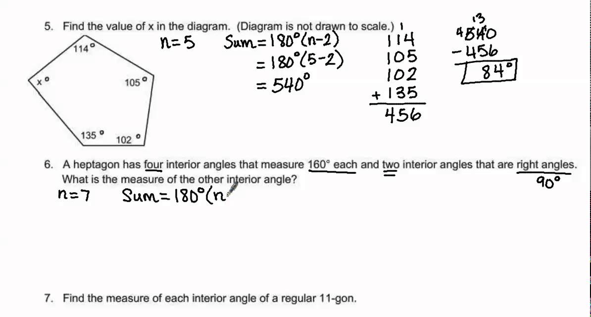 Interior And Exterior Angles Of A Polygon Notes