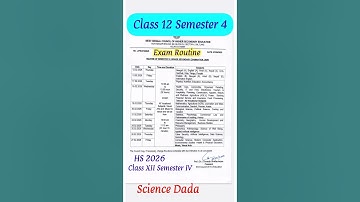Class 12 Semester 4 Exam/HS 2026 Routine
