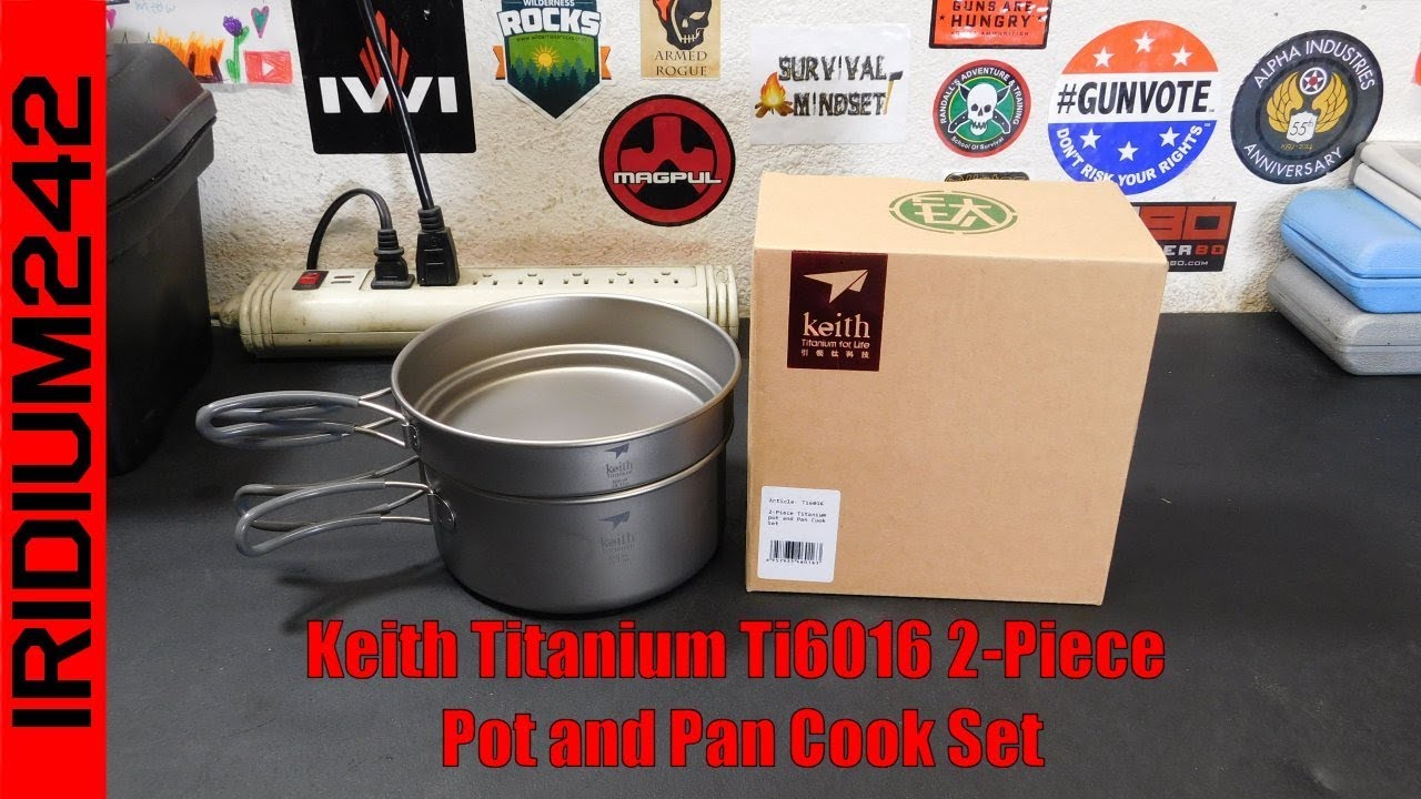 Large 2-Piece Titanium Pot & Pan Camping Cookware Set