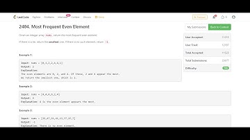 LeetCode weekly contest 310 problems most frequent even element