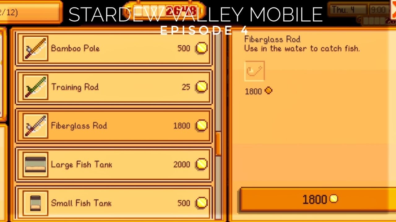 Playing Stardew Valley Mobile Episode 4 Buying A Fiberglass Rod YouTube playing-stardew-valley-mobile-episode-4-buying-a-fiberglass-rod-youtube