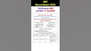 RPF Constable and Si Recruitment 2024 #latestnews #rpf #job