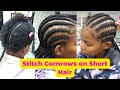 Stitch Braids on Short Natural Hair Using the Little Finger | Hair Parting and Braid Feed-in