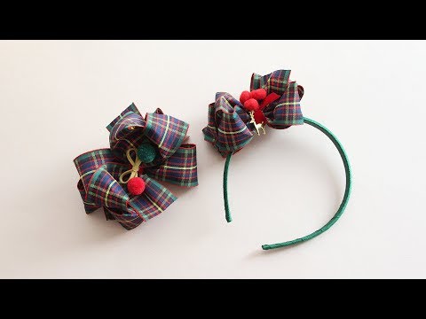 [리본공예/DIY]체크리본으로 만드는 집게핀+헤어밴드/How To Make Hair Accessories/HairBow Tutorial