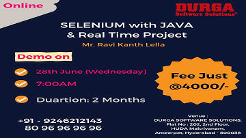 SELENIUM with JAVA Online Training @ DURGASOFT