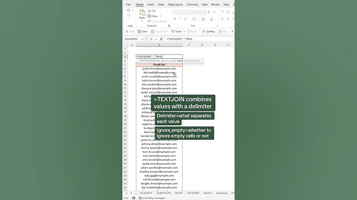 How to format an email list for outlook with this Excel function. 🤓 #excel #microsoftoffice