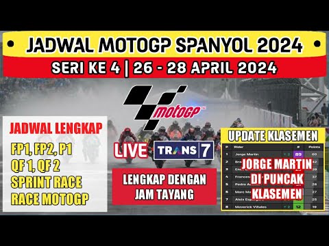 Jadwal Siaran Langsung Motogp Spanyol 2024 | GP Spanyol 2024 Seri Ke 4 | Motogp 2024 Live Trans 7