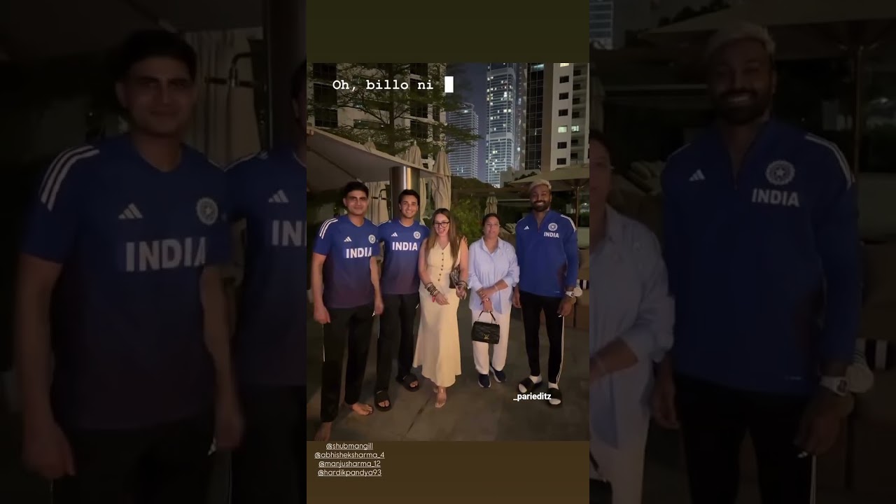 Shubman Gill and hardik pandya with abhishek sharma's sister and mother ❤️