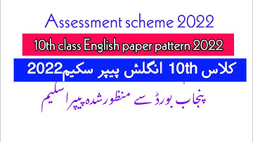 10th class English paper pattern 2022/10th class English pairing scheme 2022 board exam
