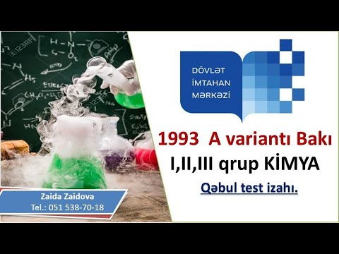 KİMYA QƏBUL 1993. I,II, III QRUP A VARİANTI -BAKI. TQDK (DİM)