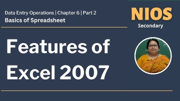 NIOS Secondary - Data Entry - Chapter 6 - Basics of Spreadsheet