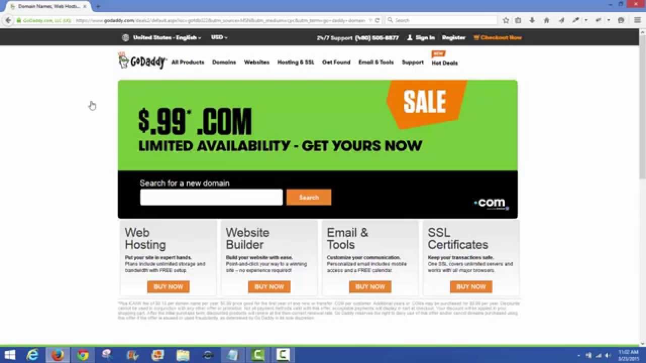 GoDaddy 99 cent domain - YouTube