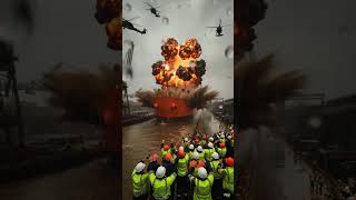 ship blast #DockBlast #HelicopterScene #RedShip #Action #Blast