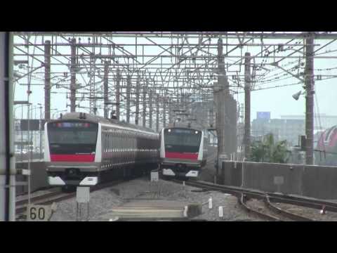 【FHD】E233系5000番台同士の離合 葛西臨海公園