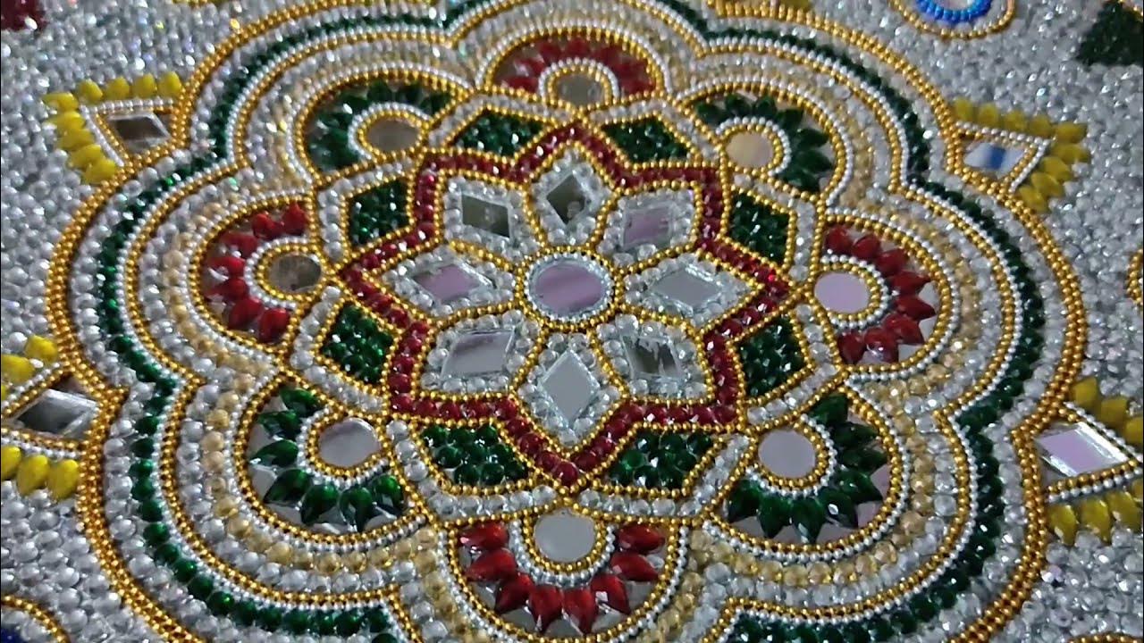 Rajasthani wedding thali decoration // kundan stones work ...