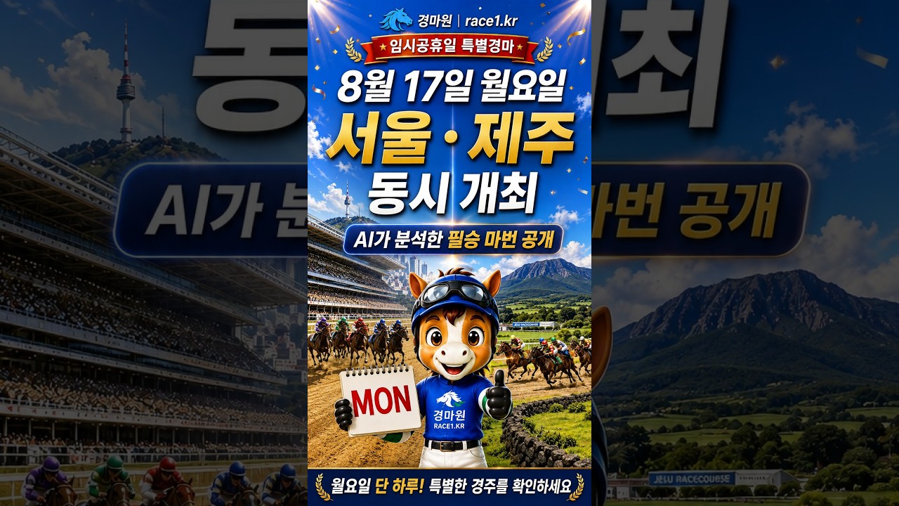 8/17 (월) 경마원 임시 공휴일 특별 경주AI 예상 #경마예상#ai
