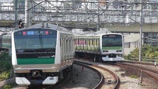 JR東日本  E233系7000番台 埼京線　川越線 りんかい線　快速 川越行き  E231系500番台 山手線＠TYPE ラッピング電車　五反田駅にて