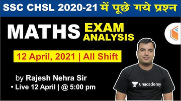 SSC CHSL ANALYSIS 12 April 2021 - All Shift | SSC CHSL Tier-1 Maths Analysis By Rajesh Nehra
