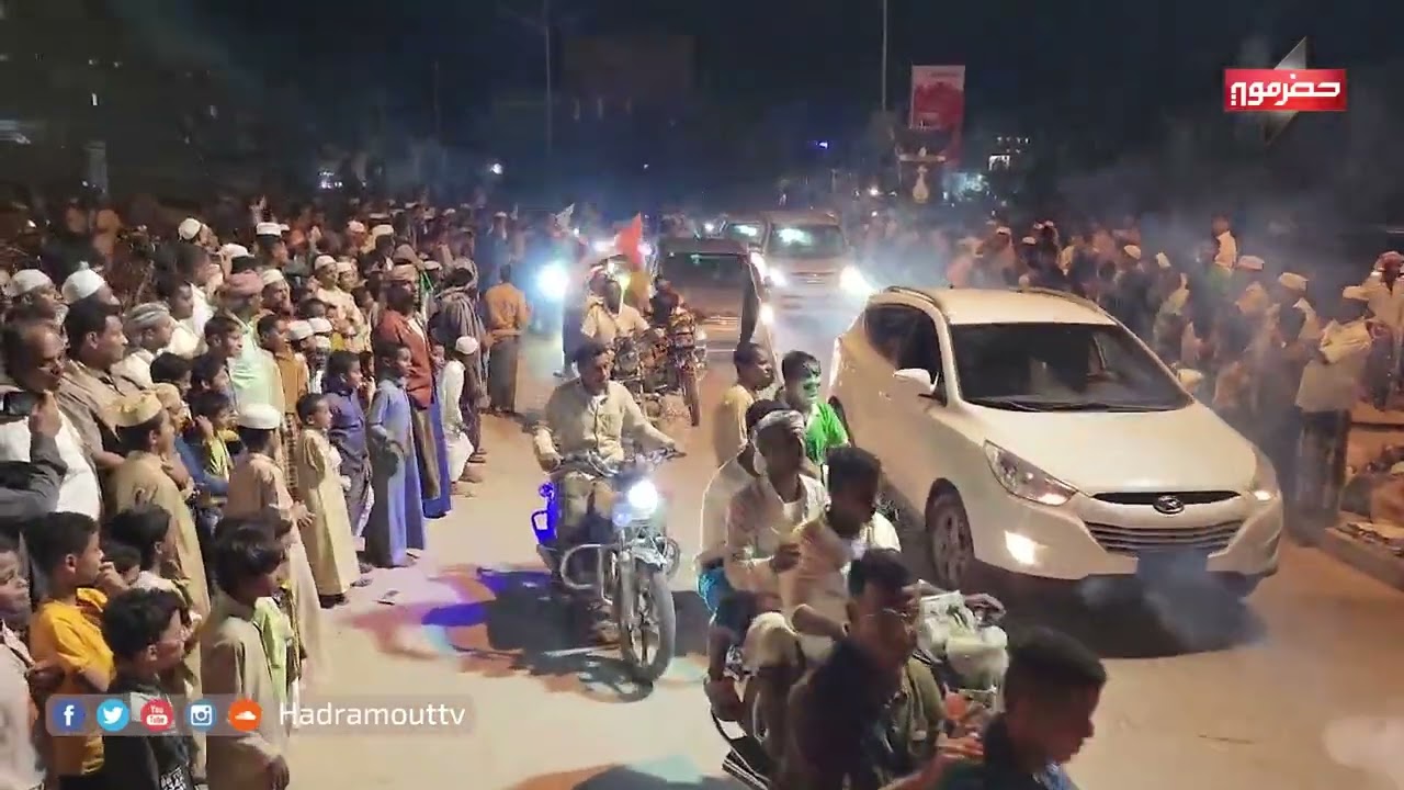 احتفالات جماهيرية بمدينة تريم بمناسبة تتويج نادي البرق الرياضي بكأس حضرموت في نسخته الثامنة لأول مره