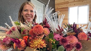 Mid-October Football Mum & Dahlia Bouquets! : Zone 5 : late season on the cut flower farm : Iowa
