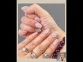 3D Floral Press On Nails: Blush Pink Pearl Bridal Nail Set