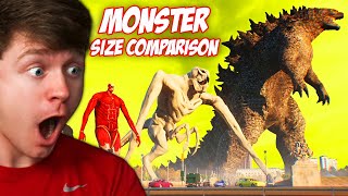 MONSTER SIZE COMPARISON but in FIRST PERSON! (Reaction)