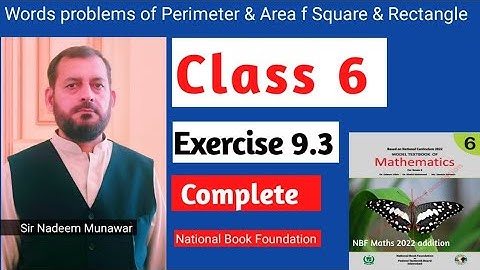 Class 6 Exercise 9.3 NBF Maths class 6 Ex 9.3 words problems of perimeter and area of Square